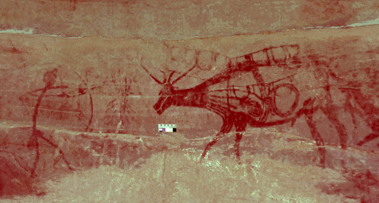 Art rupestre a les fonts del Betwa (Madyha Pradhes, l’Índia) - 38. Escena de caça. Escena tractada per a descripció i anàlisi.